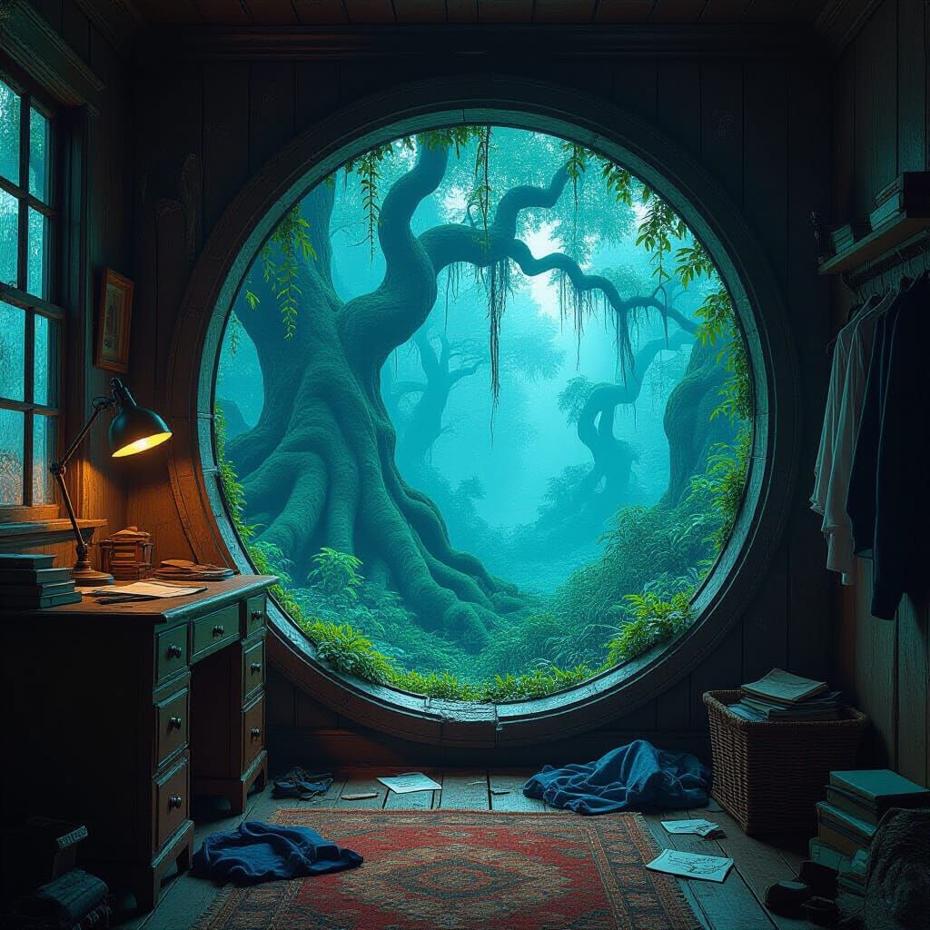 Mythical Forest Portal in Bedroom Wall: Matte Painting