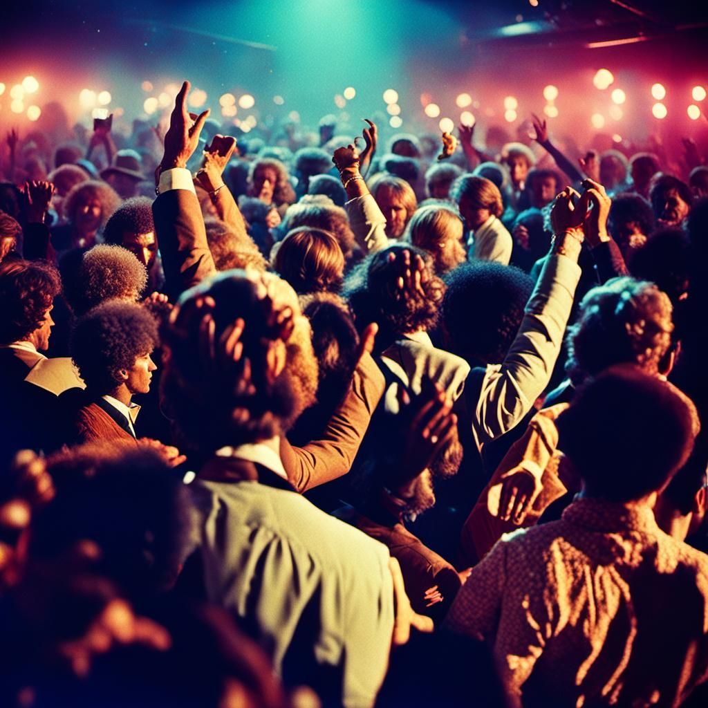 1970s Disco Scene with Soul Train Dance Line