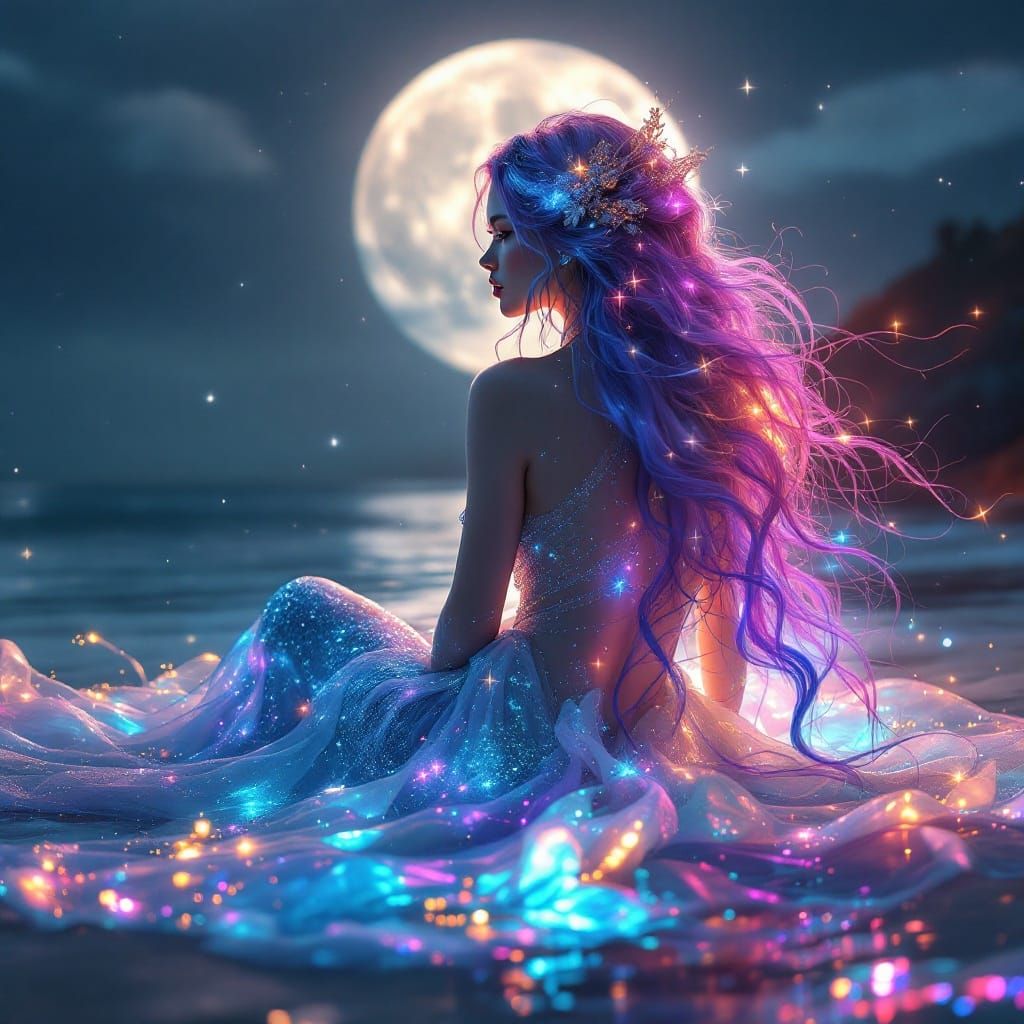 Ethereal Mermaid in Moonlit Beauty