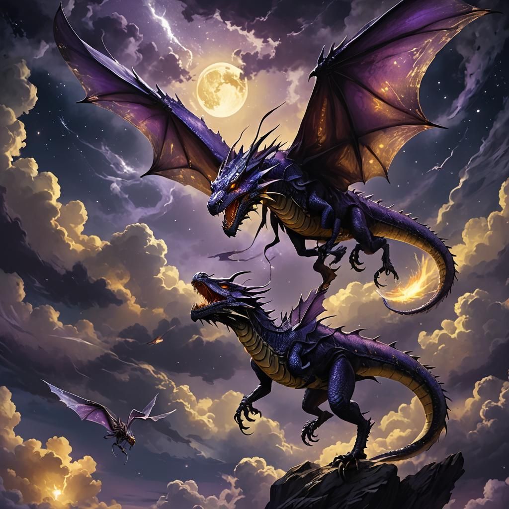 Majestic Dragon Flight in Dark Fantasy Art Style