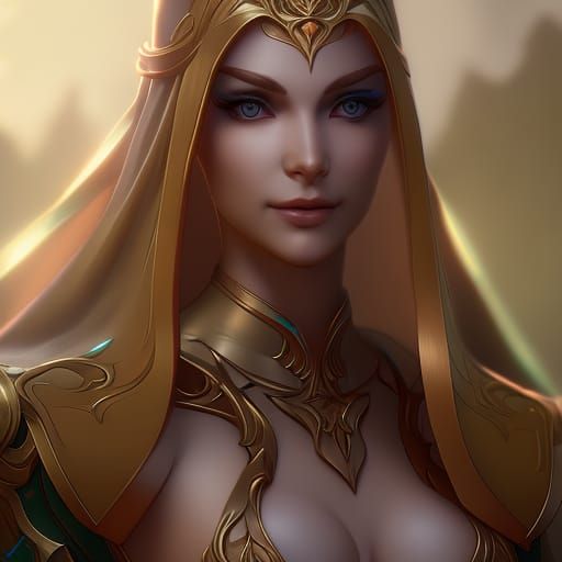 Shy Elf Portrait in Hyperdetailed Style