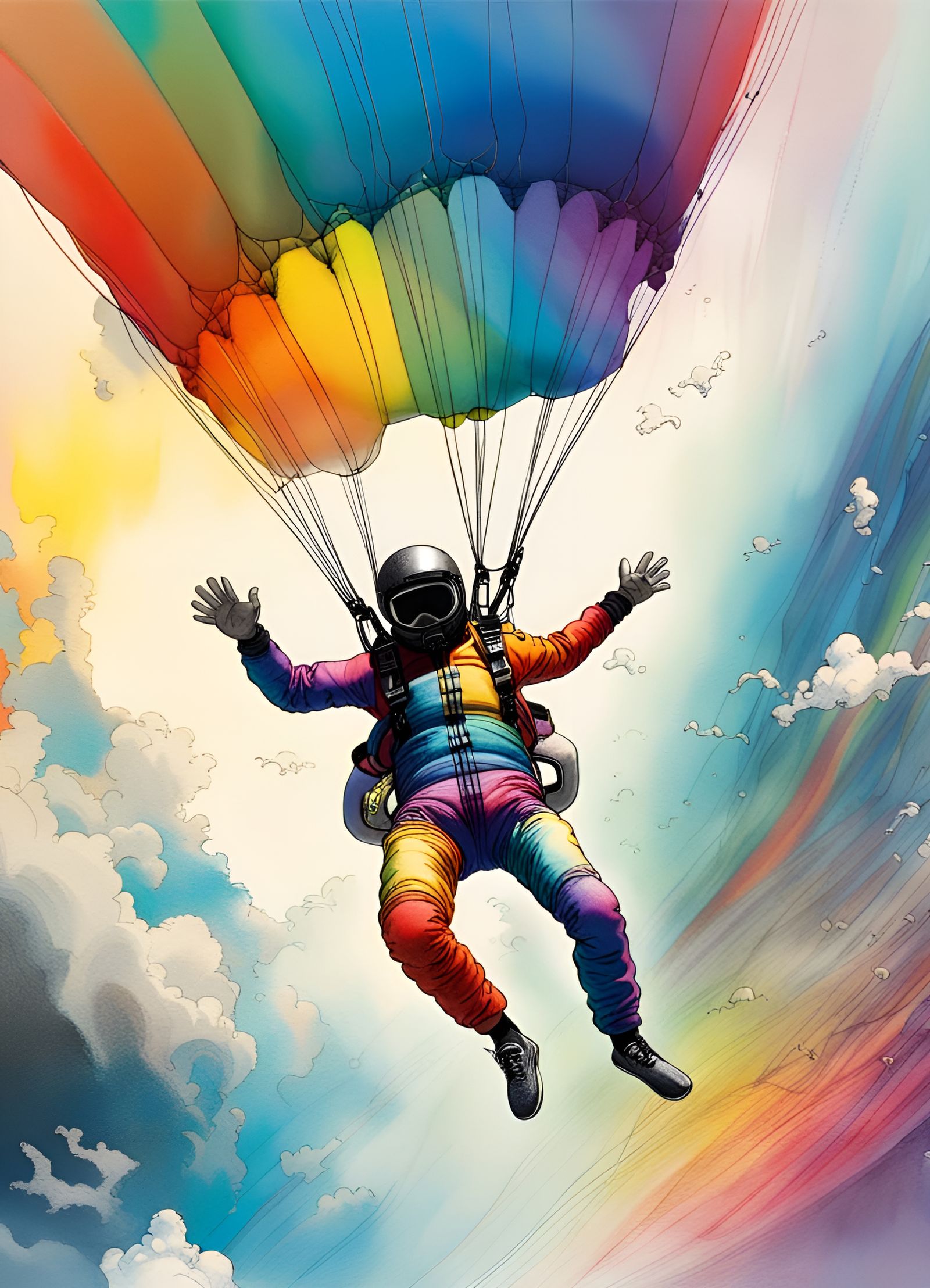 Dramatic Skydiving Scene in Photorealistic Style