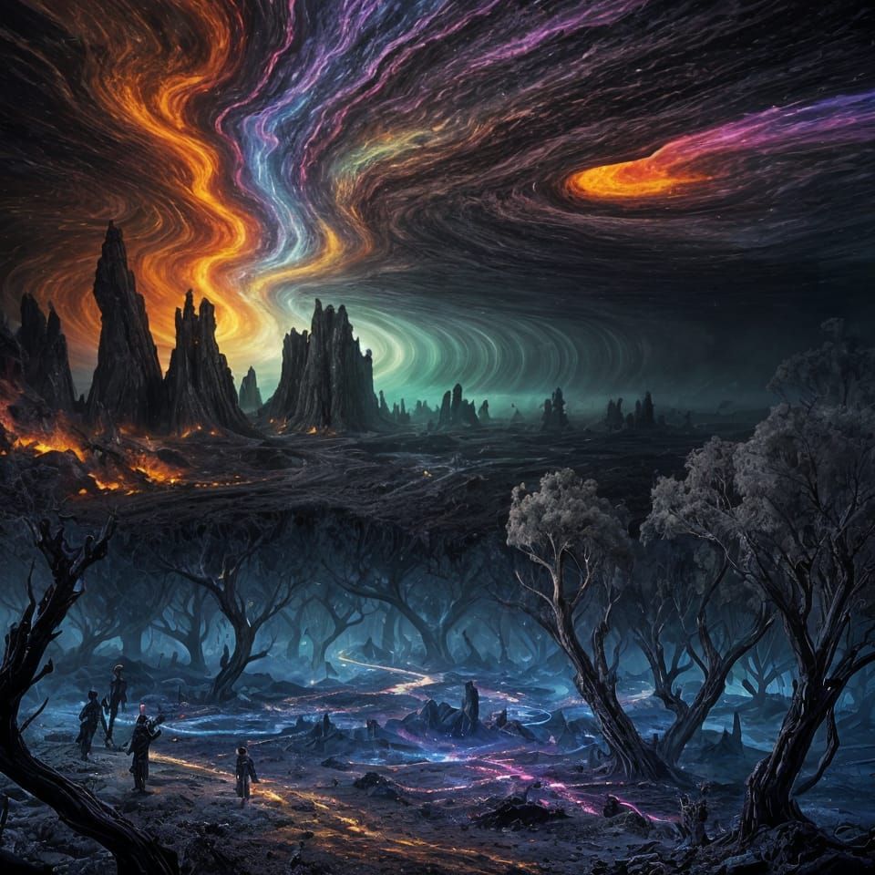 Ethereal Battle Between Heaven and Hell in Triadic Colors