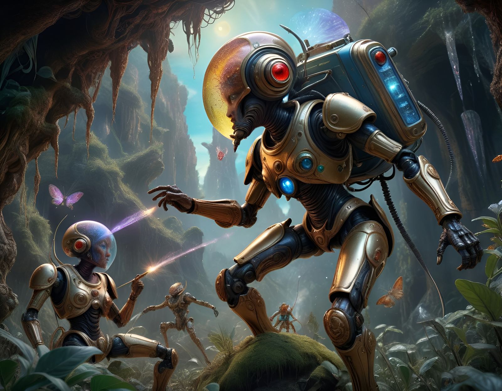 Micronauts Wage War on Scalp Fleas: Surreal Illustration