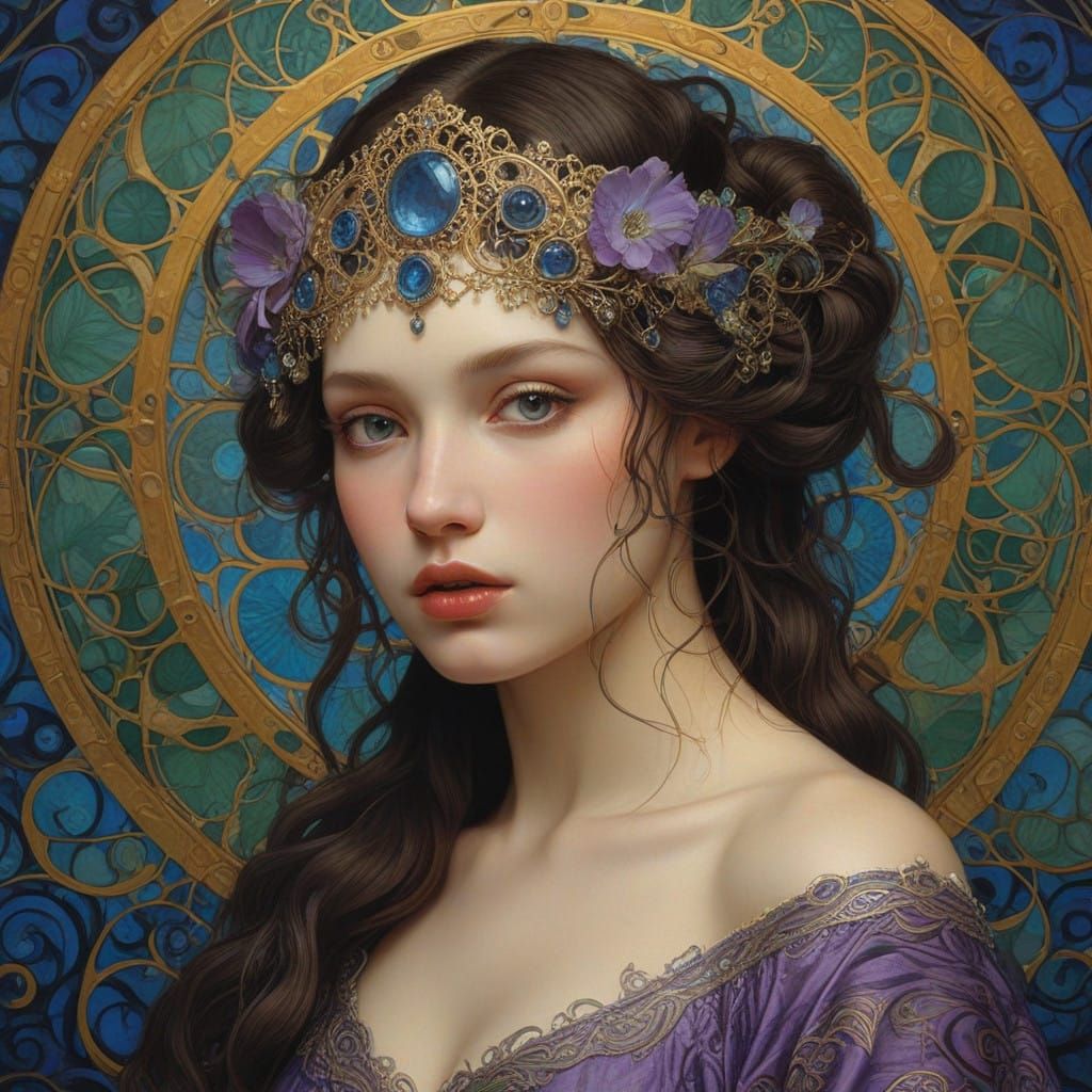 Ethereal Hybrid Goddess in Swirling Triadic Colors