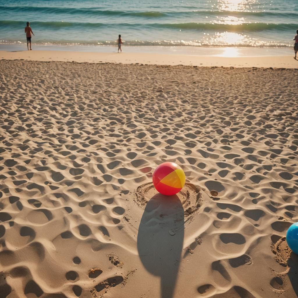 Panoramic Beach Scene in Golden Hour Lighting