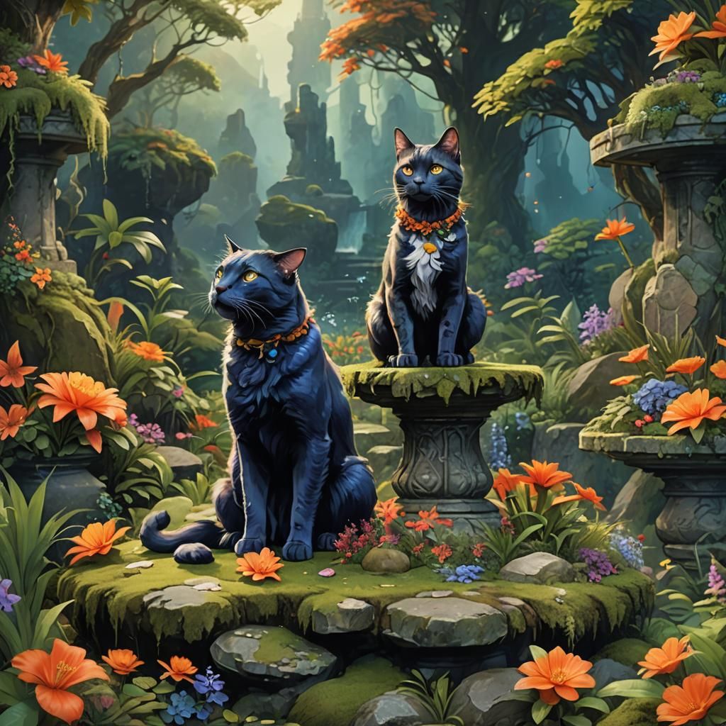 Regal Cat-Dog Hybrid in Ethereal Fantasy Art