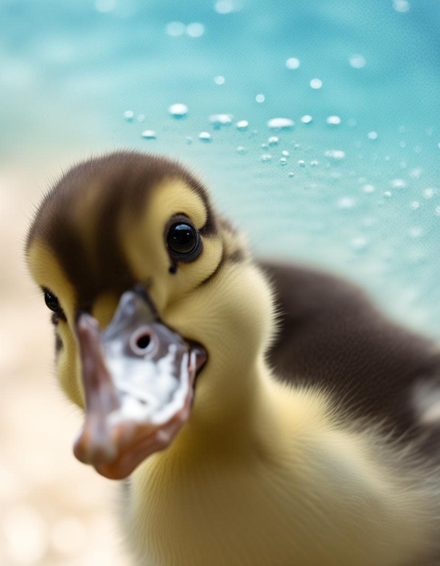 Cute Duckling Close-up: Lifelike Photographic Quality