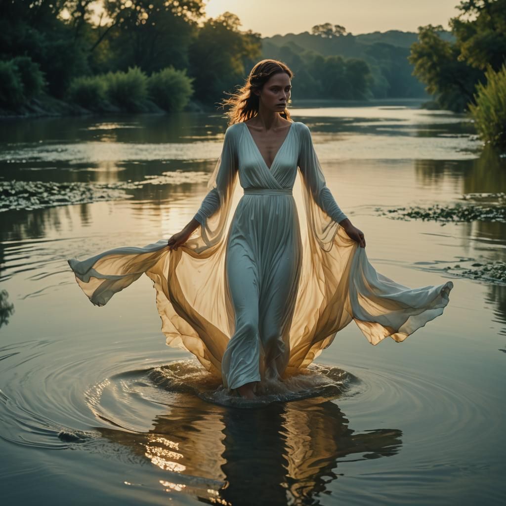 Alien Emerges From Riverbank in Cinematic Film Still