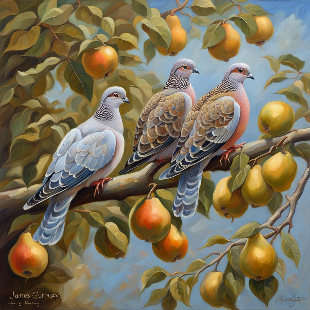 Turtle Doves and Partridge: An Oil Painting