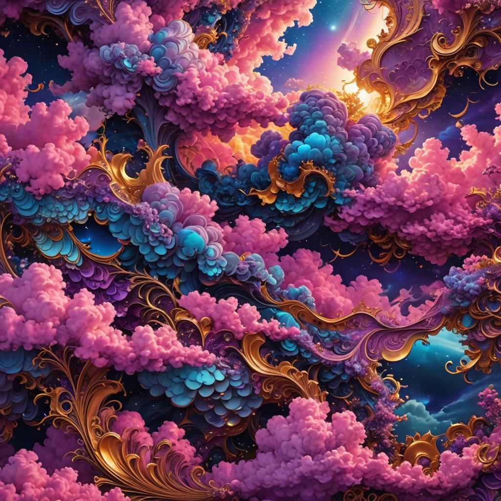 Ethereal Cosmic Dance in Vibrant Blue