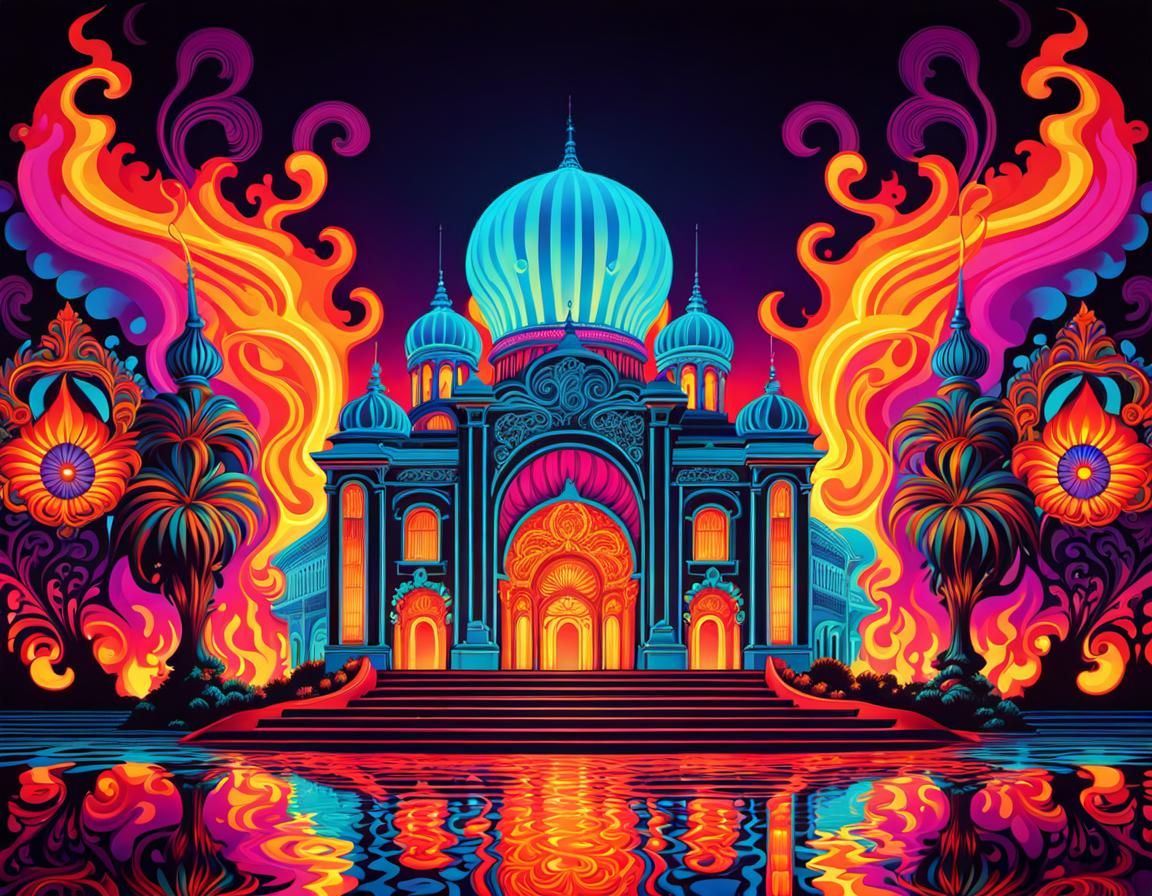 Psychedelic Inferno: A Retro 1960s Art Piece