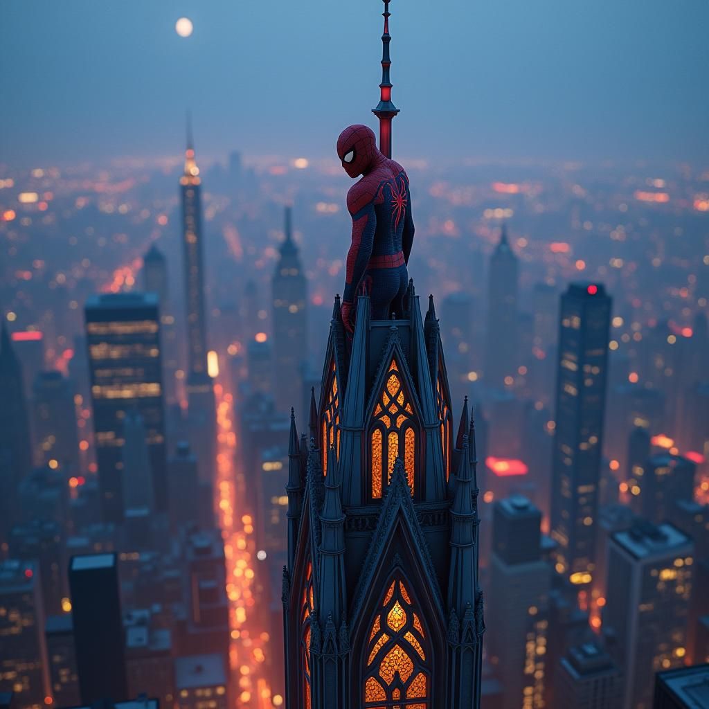 Spider-Man, Heroic Guardian of the Gothic Cityscape