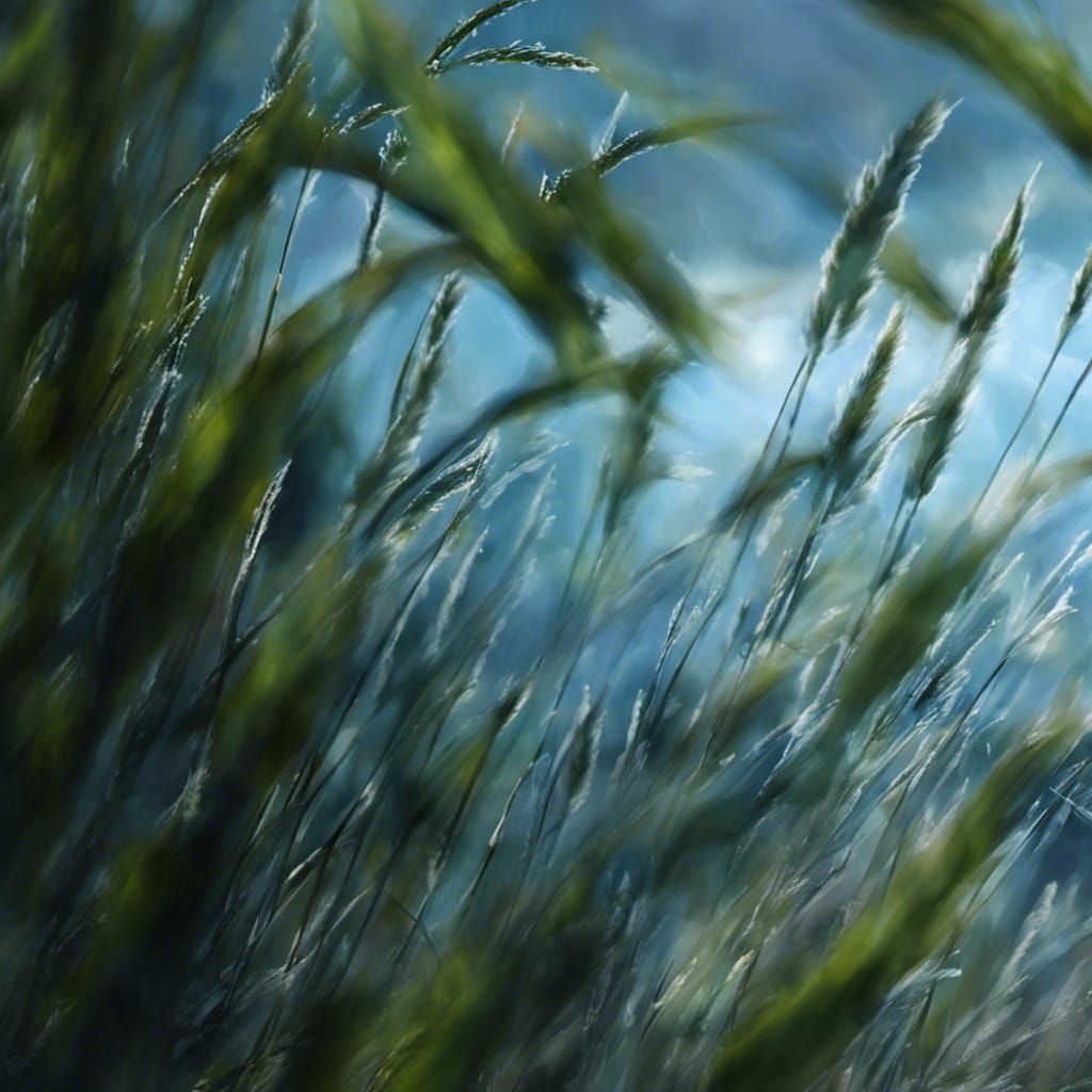 Welsh Mountain View Through Grass After Rain
