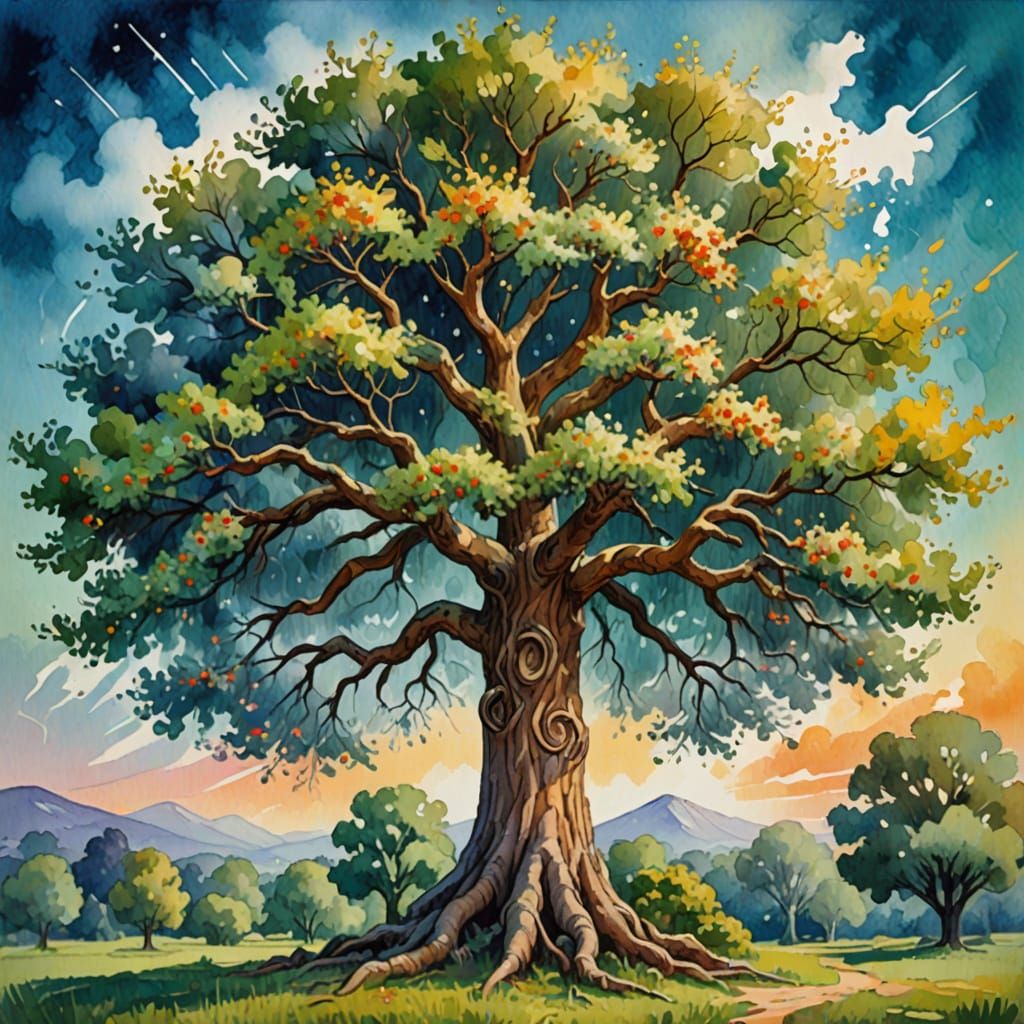 Surreal Impressionist Masterpiece of a Magical Tree