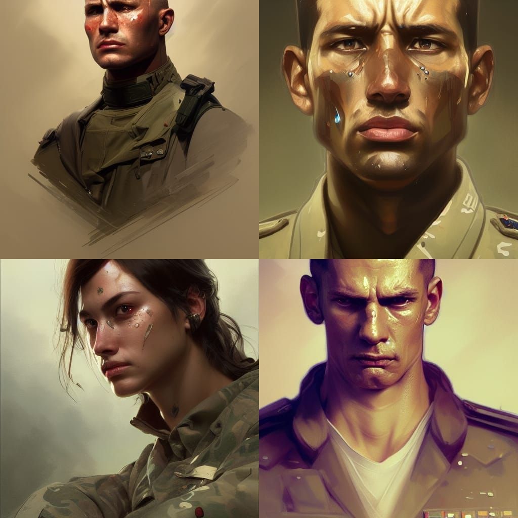 Detailed Portrait of a Crying Soldier