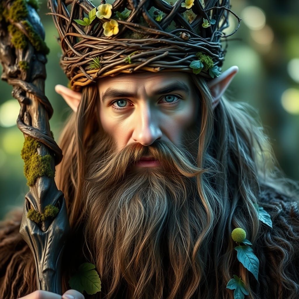 Forest Elf King Portrait in Fairytale Style