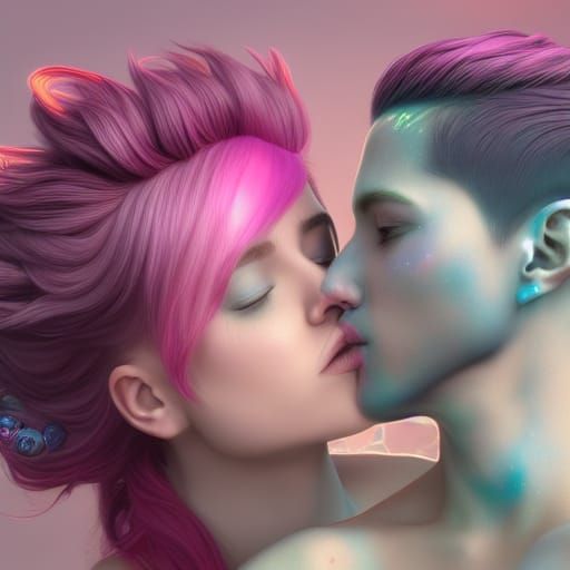 Pleiadian Kiss: Detailed Matte Painting in 8K