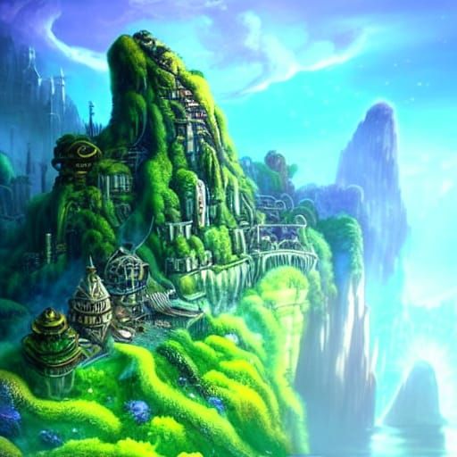 Epic Biopunk City Inside Jungle Cave