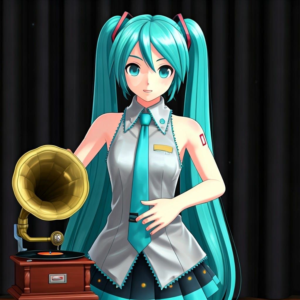 Hatsune Miku's Gramophone Performance at Talent Show