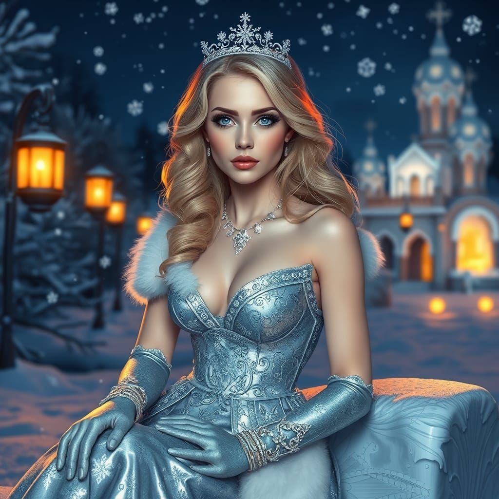 Snow Maiden Portrait in Fantasy Art Style
