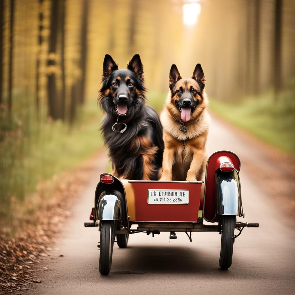 Funny Image of Dog Riding Scooter Trailer