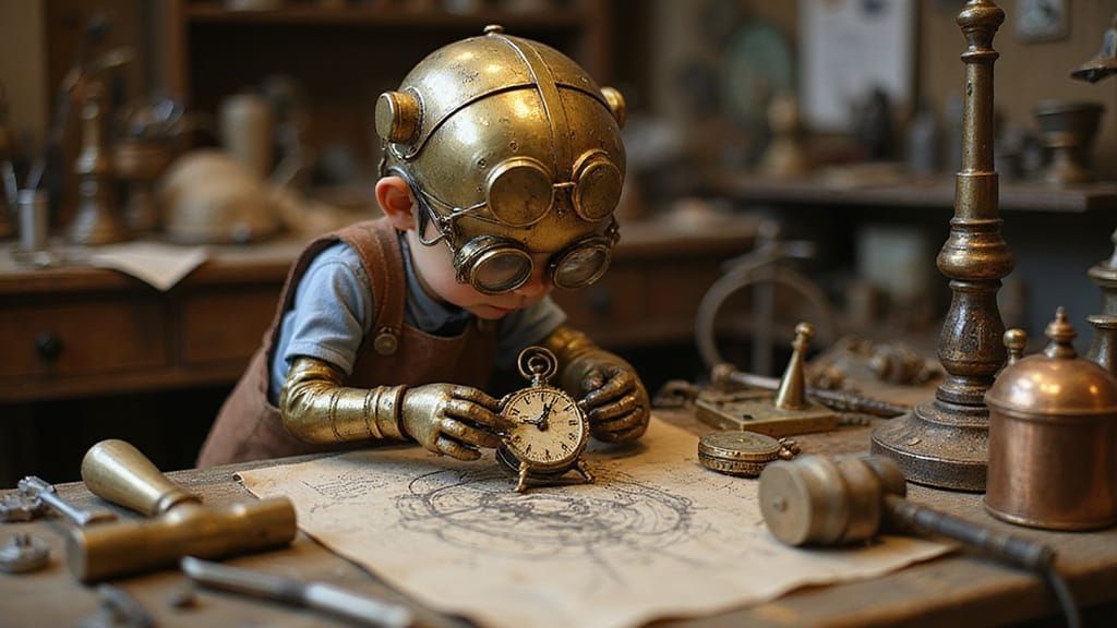 Steampunk Clockwork Mechanic at Work