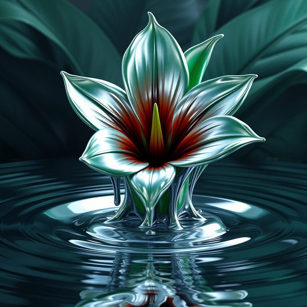 Tropical flower of liquid silver