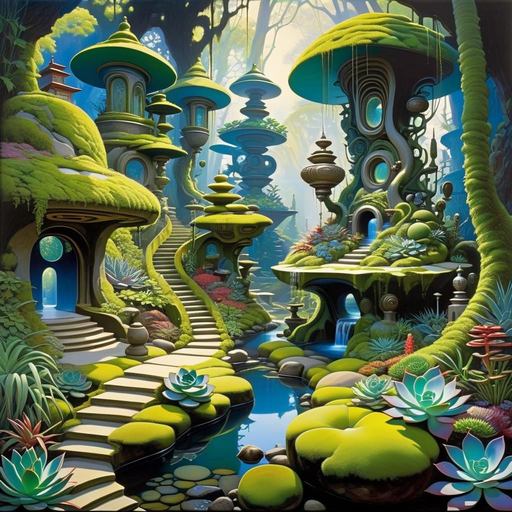 Sculptural Cel-Shaded Garden Dreamscape