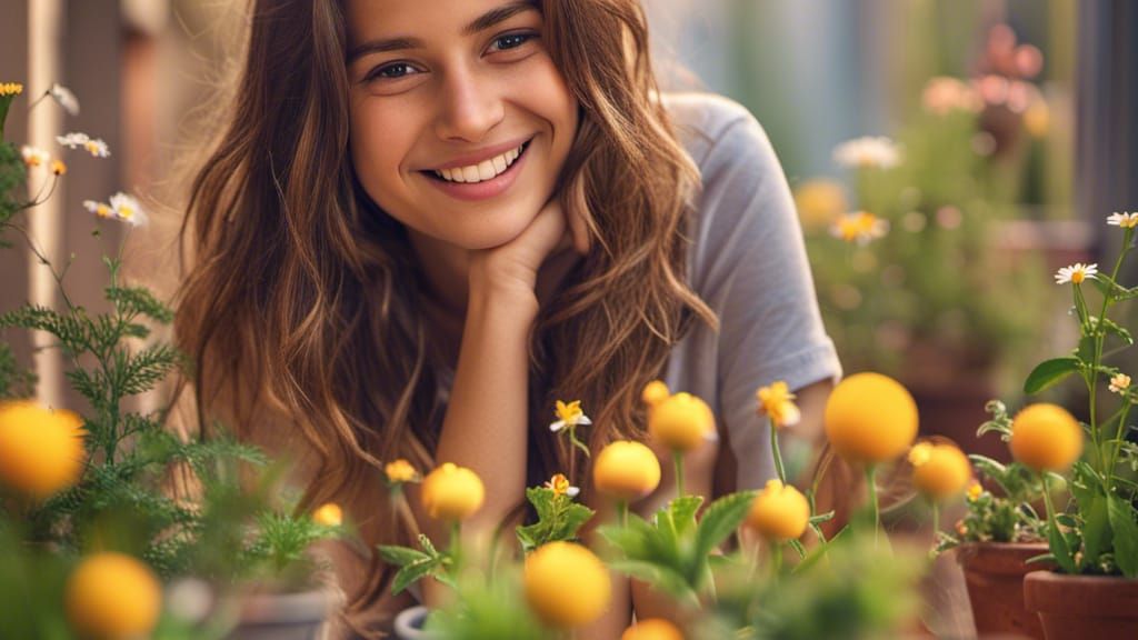 Emoji Garden with Italian Girl: Professional Photo