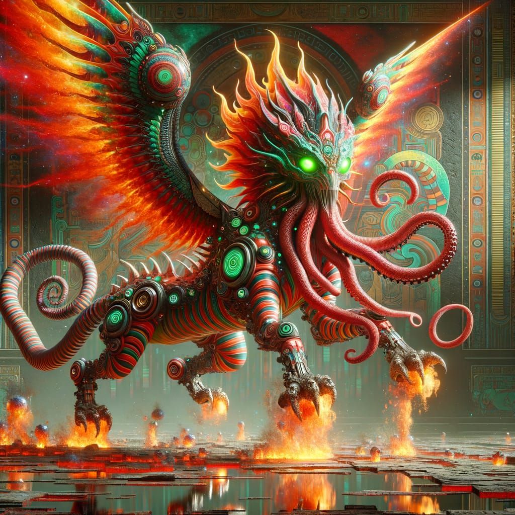 Alien Dragon Rides Mythical Qilin in 8K