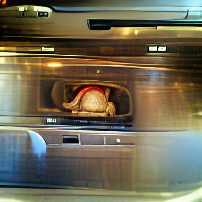 Cartoon Turkey Hiding Inside Kitchen Oven