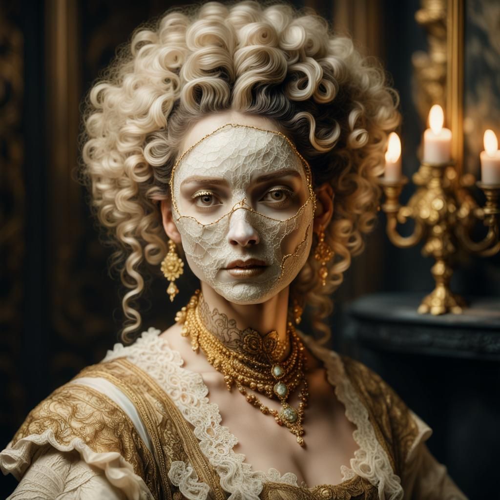 Baroque Porcelain Woman in Candlelight