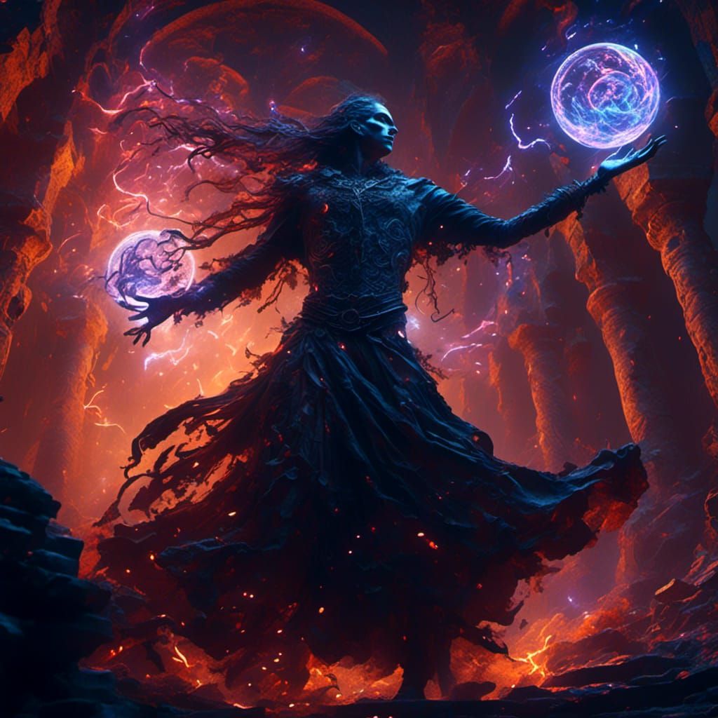 Mystical Kinetic Energy Unleashed in Dark Fantasy Art
