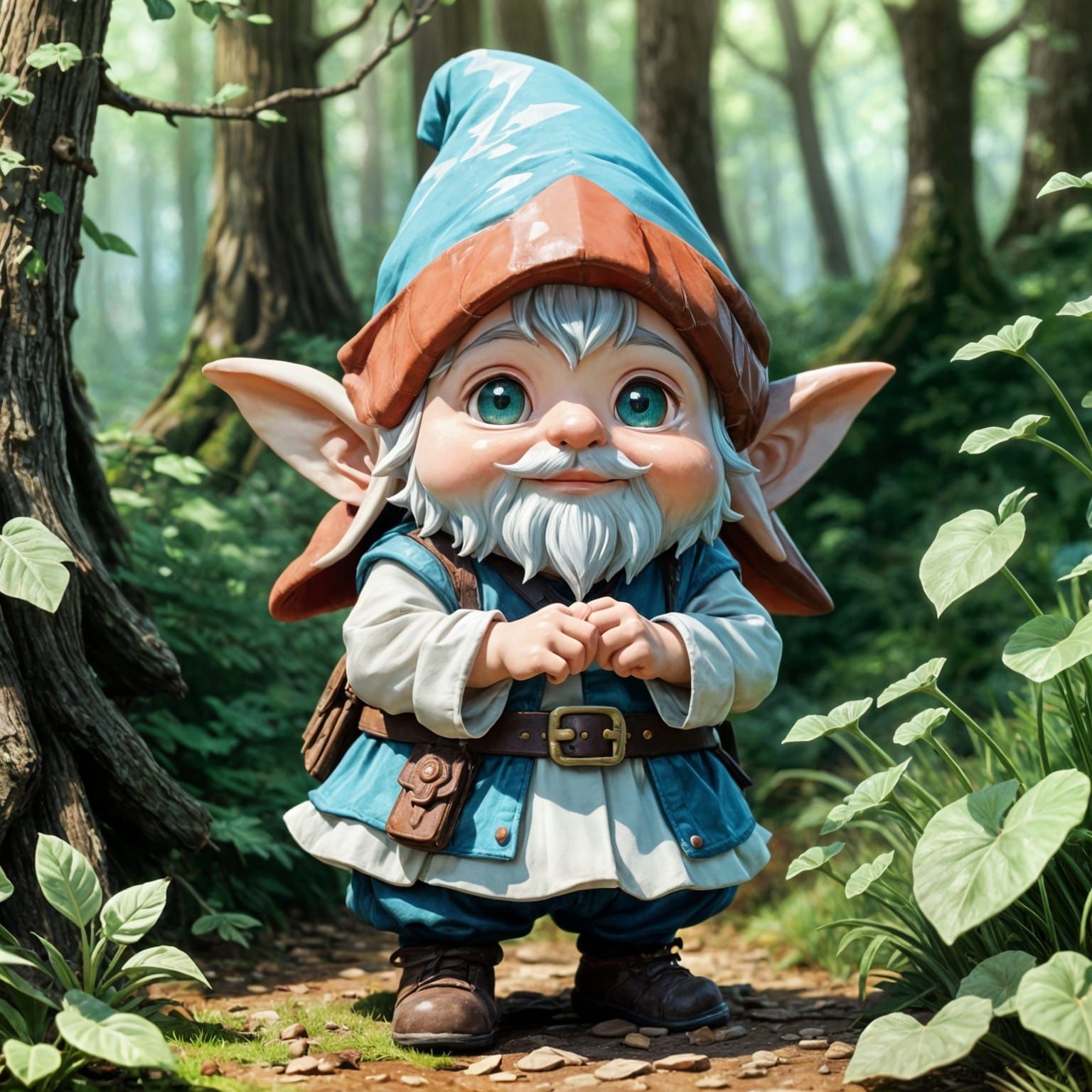 Cute Gnome in the Woods: 3D Anime Art