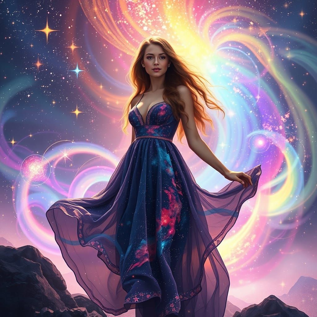 Cosmic Everly in Sparkling Starry Landscape