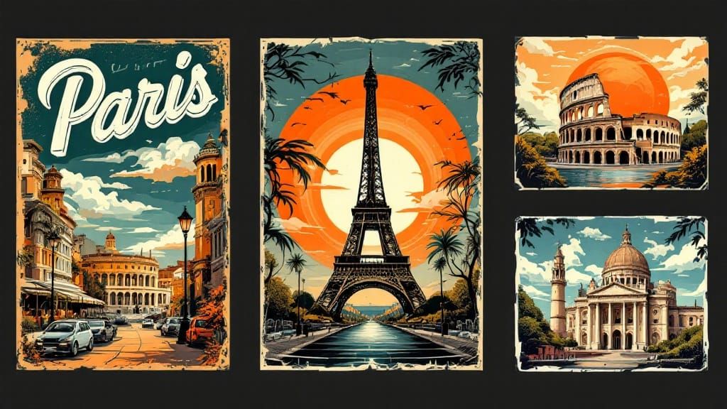 Retro Travel Poster Designs: Paris and Rome