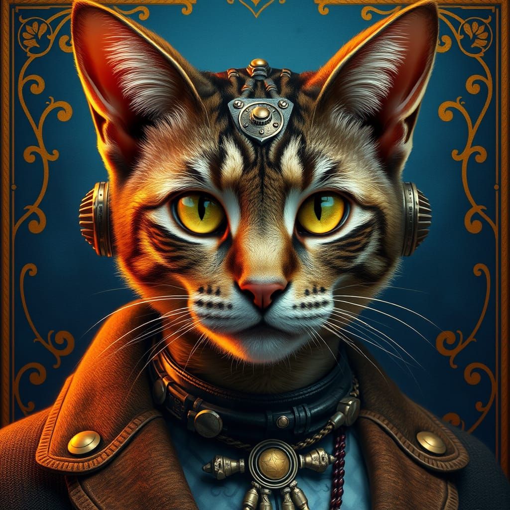 Vintage Steampunk Chitty Portrait with Metallic Accents and ...