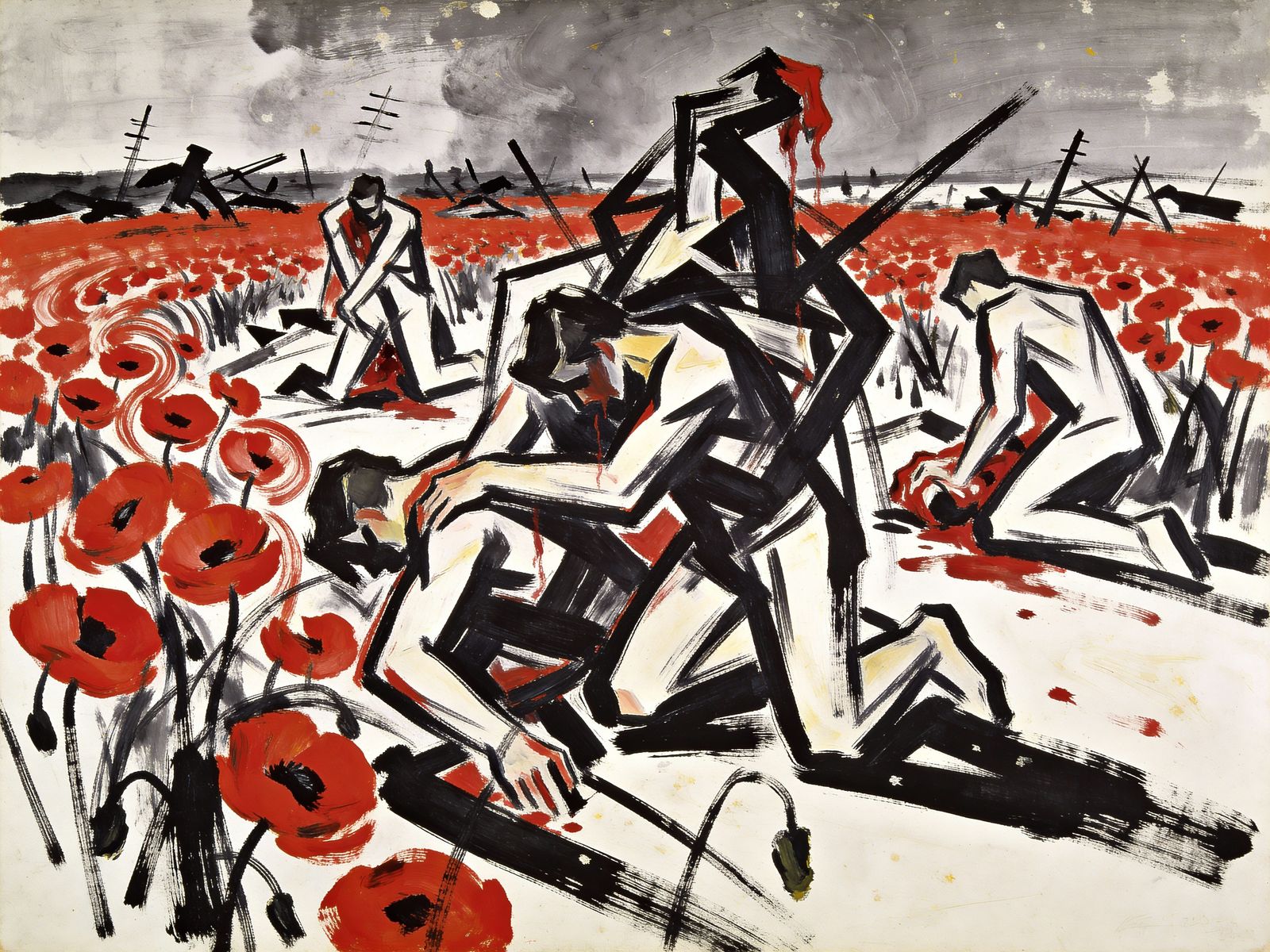 Abstract Battle Aftermath Painting in Bold Colors