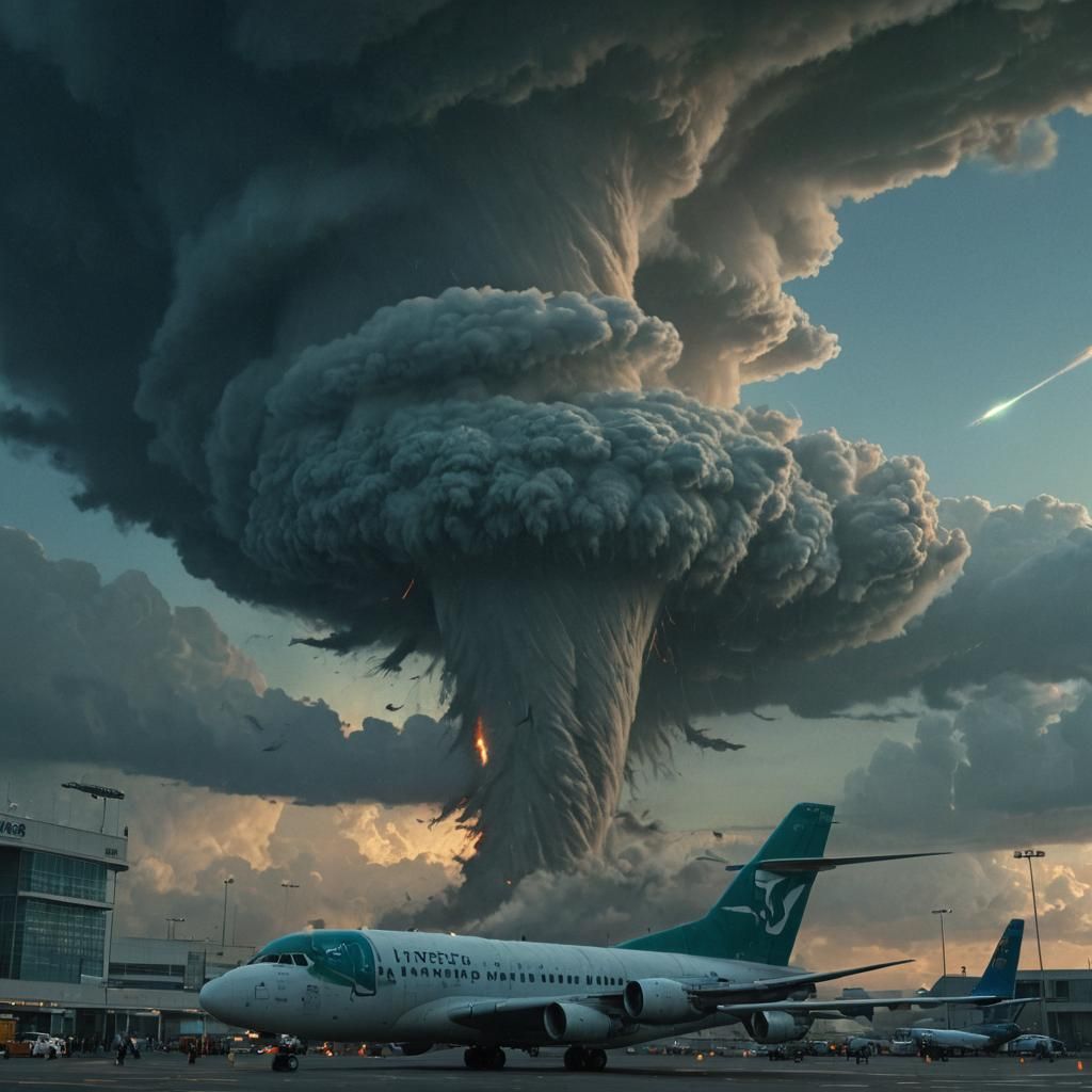 Tornadoes Threaten Airport: Fantasy Matte Painting