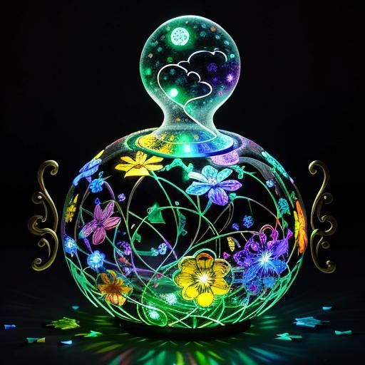 Luminous Rainbow Ghost with Glass Filigree