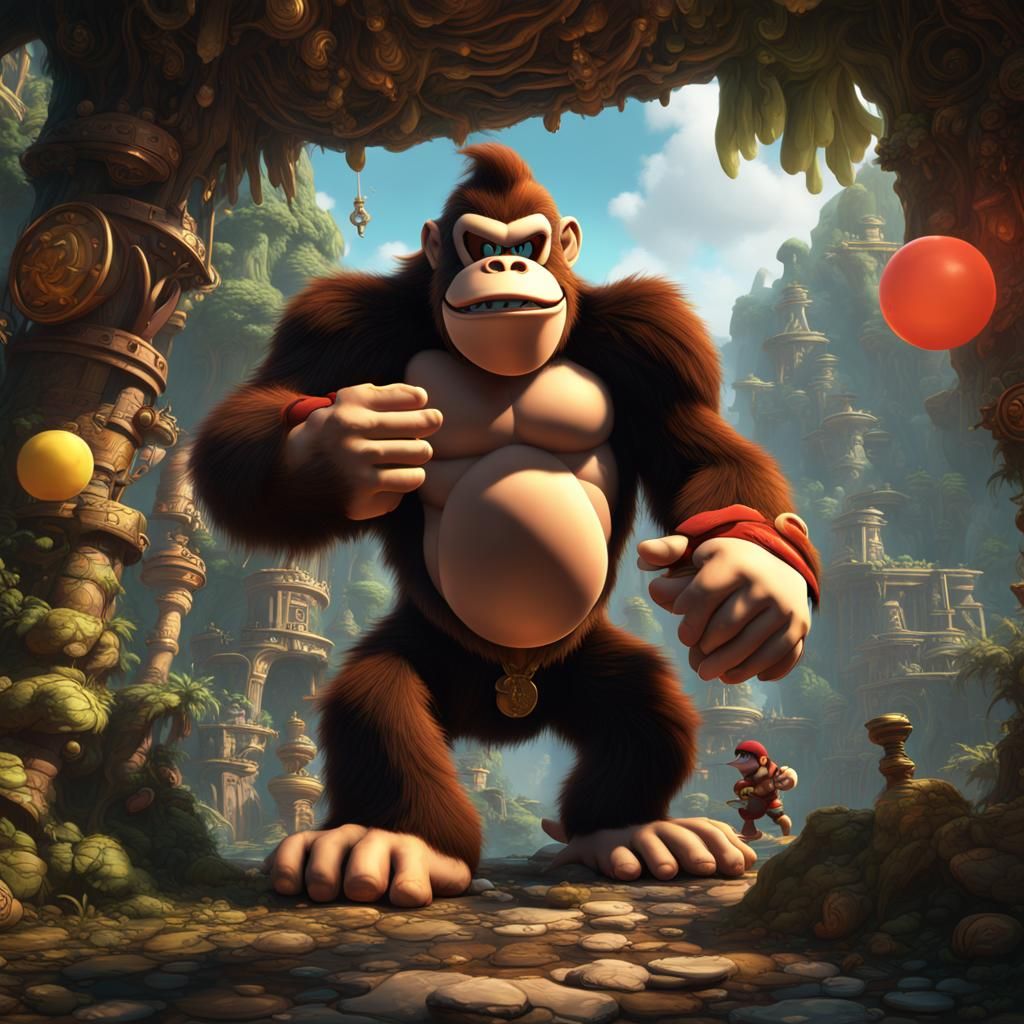 Donkey Kong: Detailed Matte Painting in Deep Color