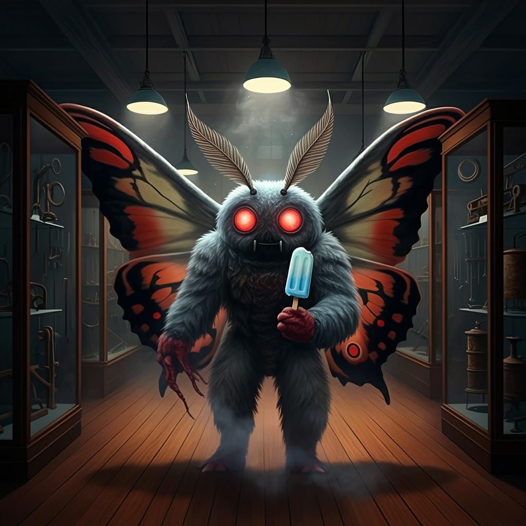 Moth-Man eating a popsicle!