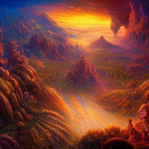 Fantasy Landscape in Cinematic Style, Golden Hour