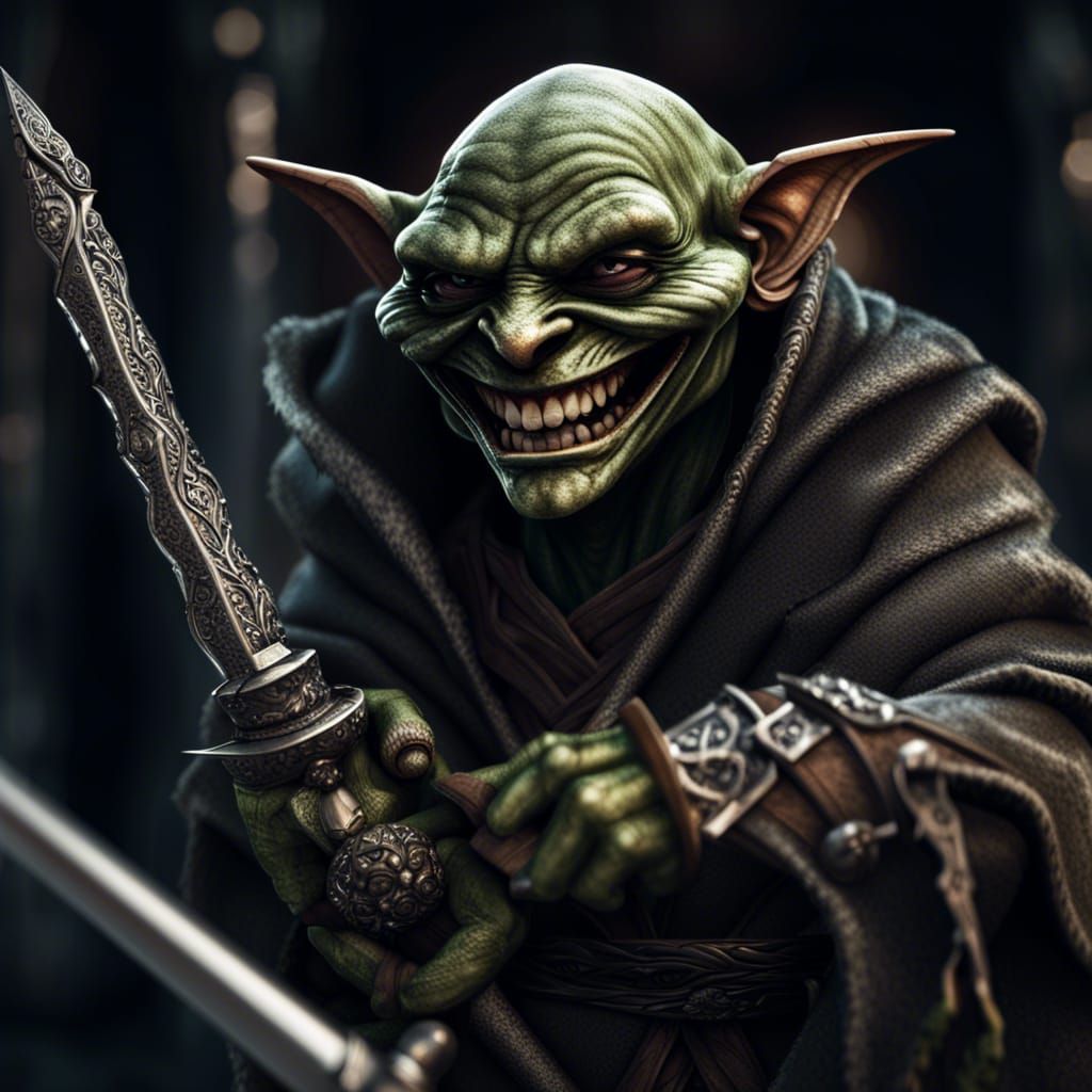 Hyperrealistic Goblin Ninja with Swords
