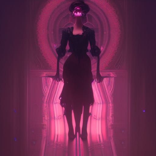 Neon Victorian Lady: Dark Fantasy Art Nouveau