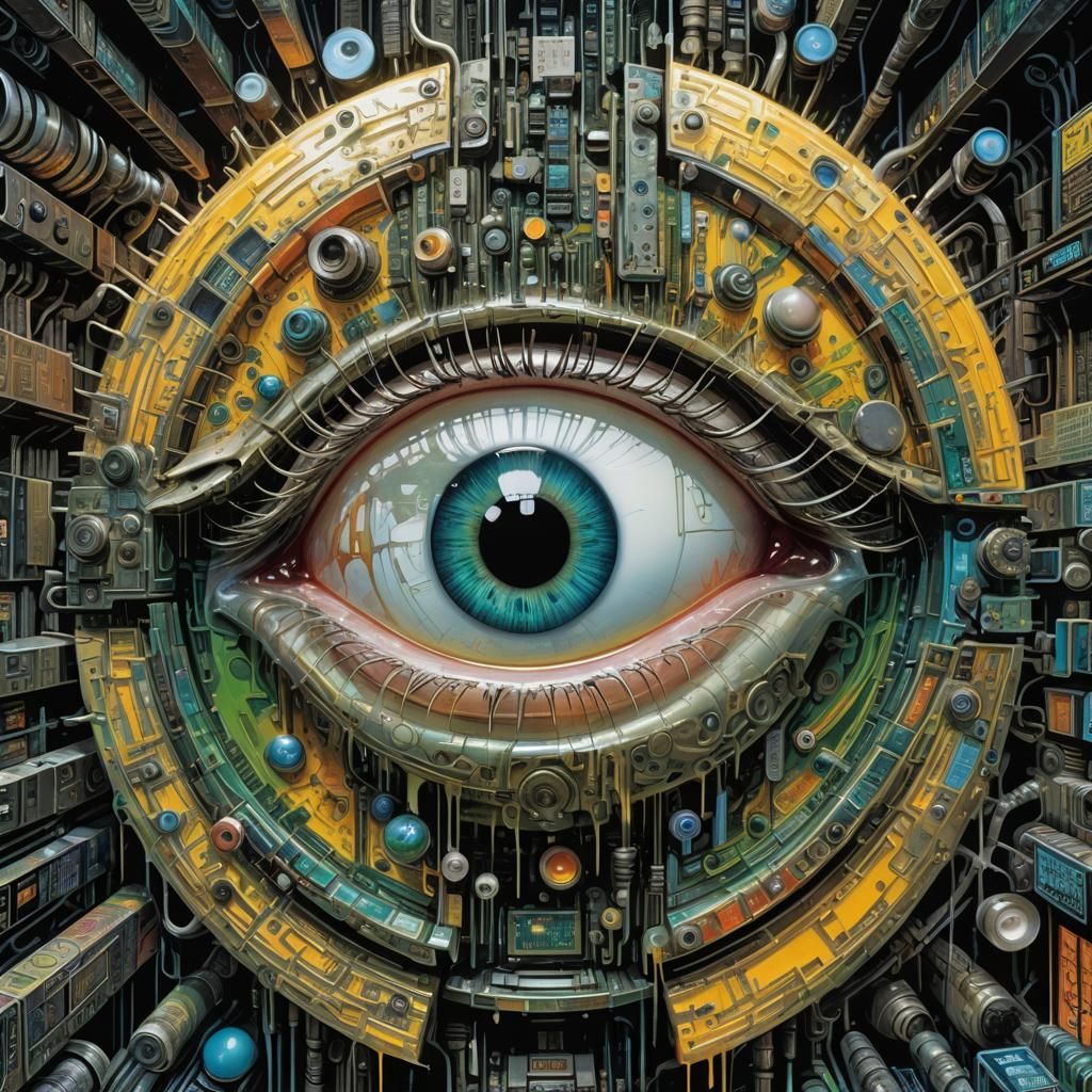 Glowing Eye Reveals Dystopian Cityscape