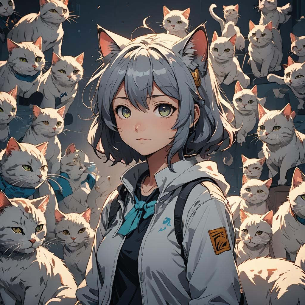 Anime Human Cat in Studio Trigger Style