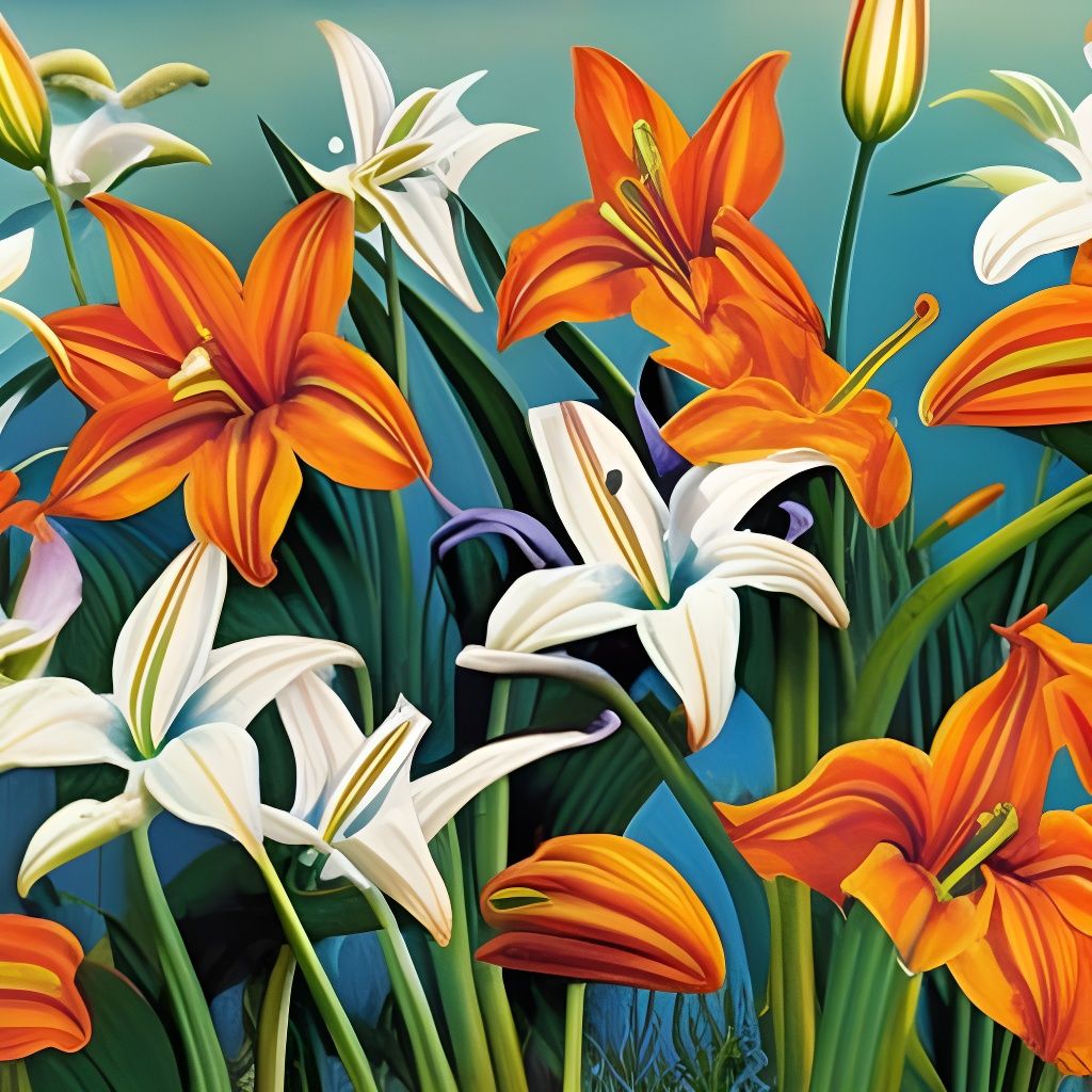 Lush Lily Bouquet in Surrealist Style