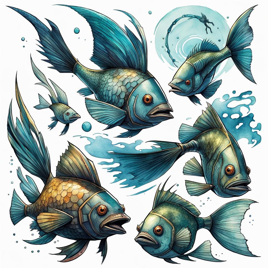 Hybrid Bird Fish Creature Concept Art